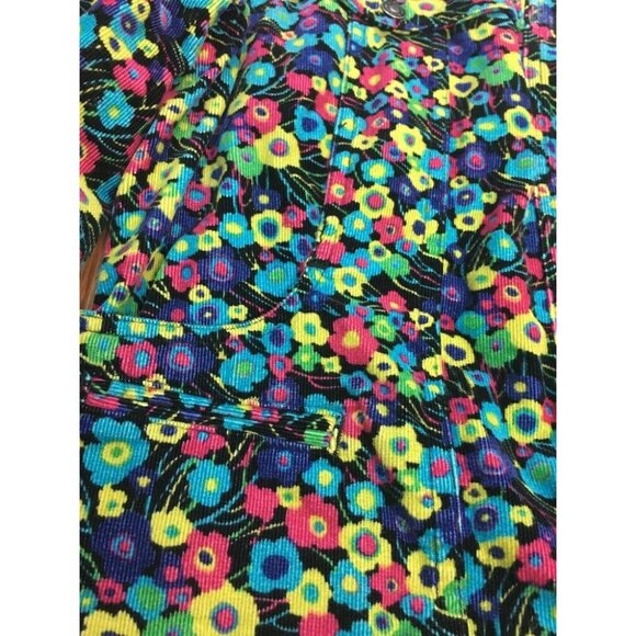 Floral Corduroy Jacket Liz Claiborne Flowered Size Medium Button Up u - Picture 5 of 10